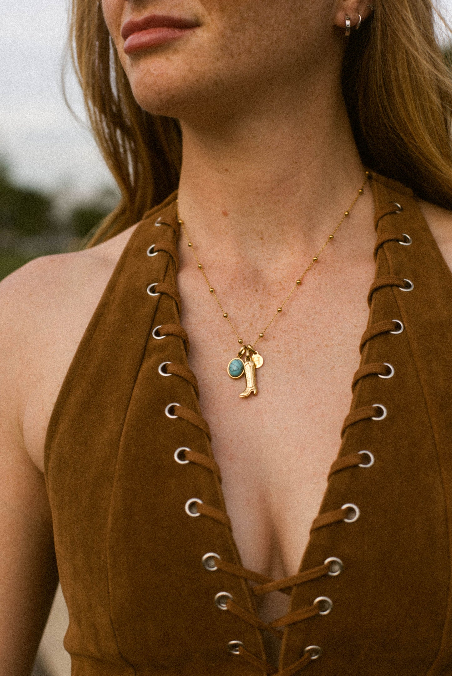 Cowboy boot charm necklace