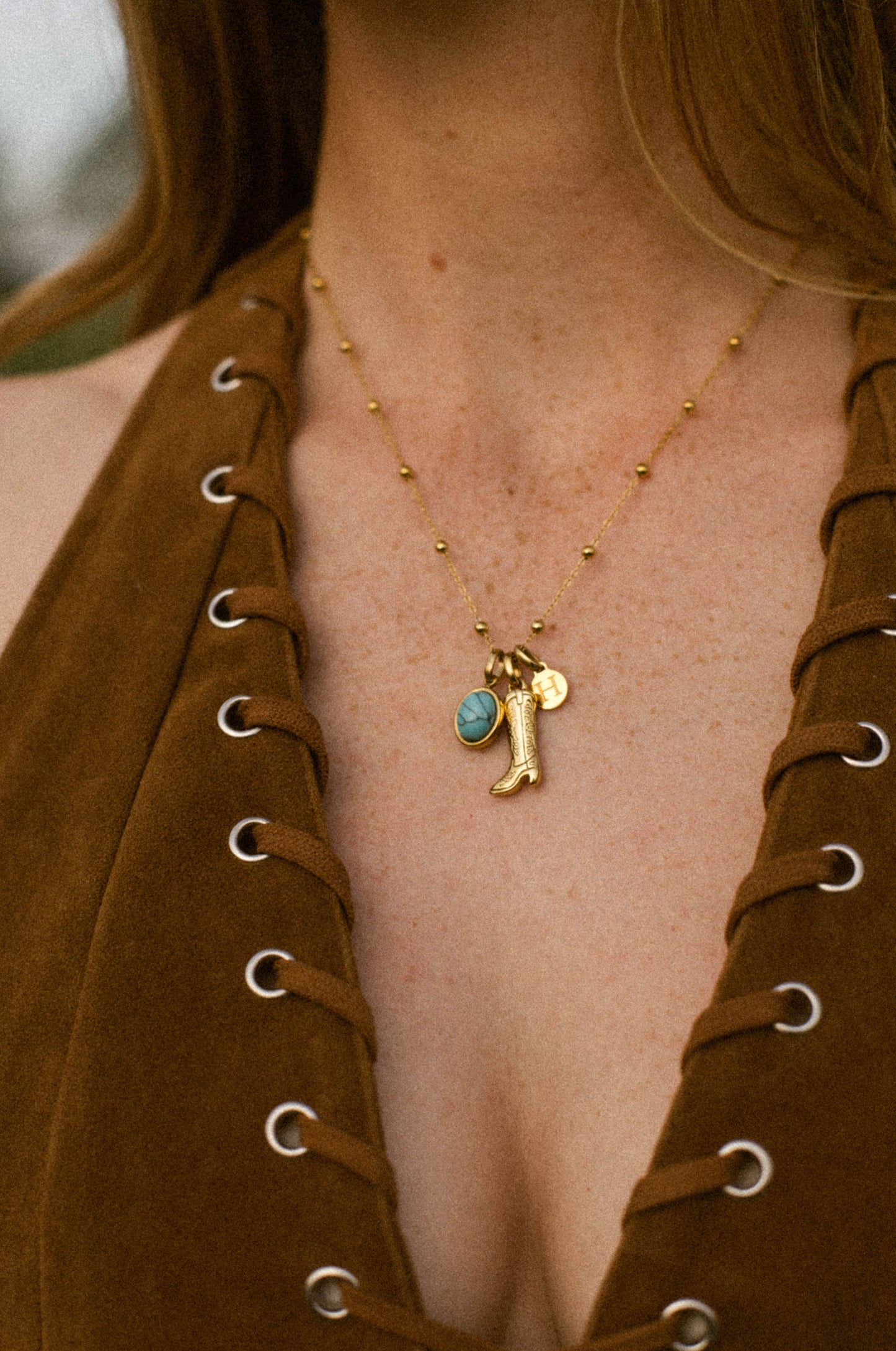 Cowboy boot charm necklace